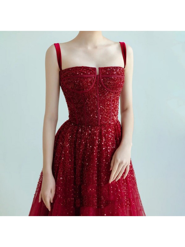 Red Sequin Sling party dress